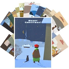 PIXILUV Vintage Postcards (24 pcs 4"x6" each) Adorable Cats in Warm Hats and Scarves at Christmas Vintage Postcards Retro Greeting Card Book Illustration Reprint