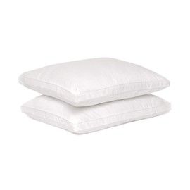 European Square Bed Pillow Cotton Cover Down Alternative Microfiber Fill Euro Size, (26"x26"x1.5"), White