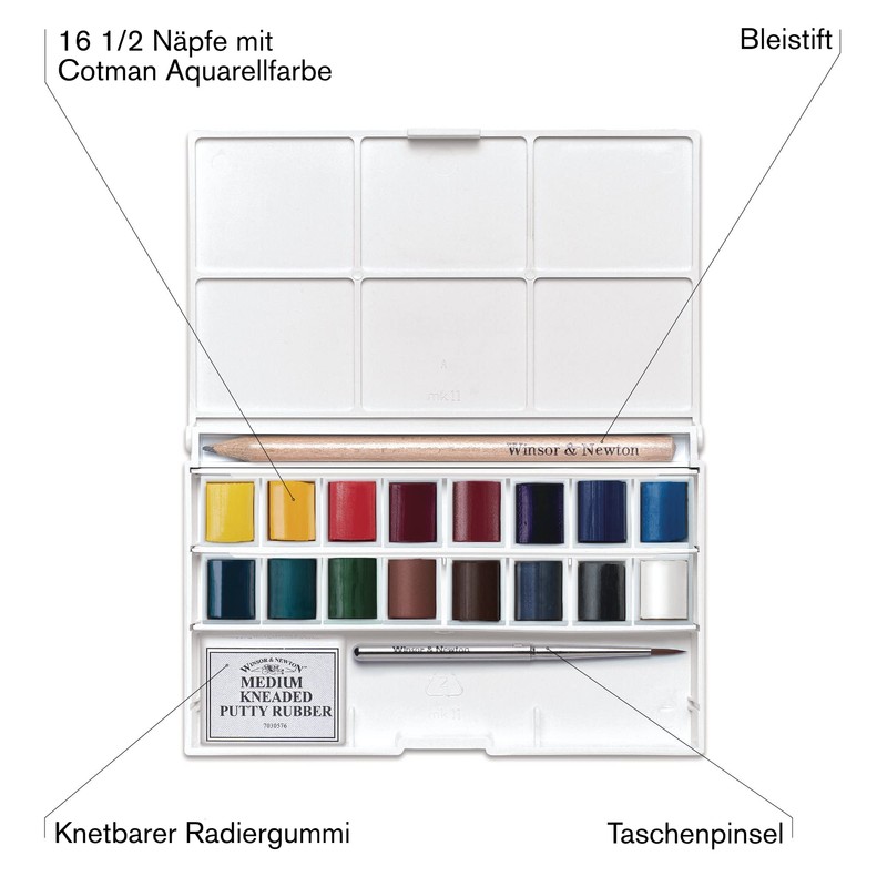 Winsor & Newton - Cotman Water Colour Paints Deluxe 16