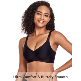 Vinfact Smooth Nursing Bras for Breastfeeding Seamless Maternity Bras for Pregnancy Wireless Bralette with Extra Bra Extender - 3X-Large, Black