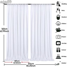 2 Paneles de Cortinas Traslúcidas, Cortinas Blancas Traslúcidas para Ventana (107 x 160 CM, Cada Uno), Cortinas Blackout Largas para Recámara, Cortinas Gasa para Cocina, Estar, Baño