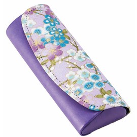 Megan 219503 Women's Semi-Hard Magnet, Lightweight, Compact, Slim, Stylish, Japanese Pattern, Flowers, Purple