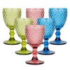 6Pcs 10oz Colored Embossed Stem Wine Goblets Wedding Party Bar