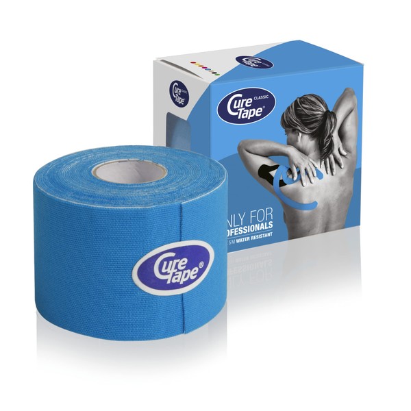 CureTape® Classic Blue Waterproof Kinesiology Tape | The Best Adhesion K-Tape | Medical Kinesiology Sports Tape | Waterproof Muscle Tape | for Increased Athletic Performance & Faster Recovery