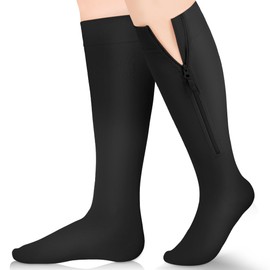 Myshear Zipper Compression Socks Medical, 15-20 mmHg Knee High Zip Up Compression Stockings for Men Women, Closed Toe Zippered Support Hoses for Varicose Veins, Edema, Post Surgery, Pregnant, Nurse