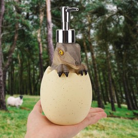 BUNCHBRAVO Dinosaur Egg Soap Dispenser | 19oz Vinyl Hand Soap Pump Bottle | Fun Dino Bathroom Decor for Home, Kitchen, or Office | Velociraptor Design