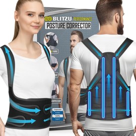 BLITZU Posture Corrector for Women and Men - Adjustable Back Brace & Straightener for Scoliosis, Hunchback Correction, Neck & Back Pain, Spine Corrector, Back Support and Posture Trainer. S