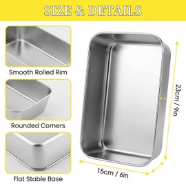 Dyrfolm 12 Pcs 9 x 6 Inch Stainless Steel Loaf Pans for Baking, Heavy Duty Bread Baking Pan Set, Rectangular Loaf Tins for Homemade Bread, Meatloaf, Cakes and Brownies, Oven and Dishwasher Safe