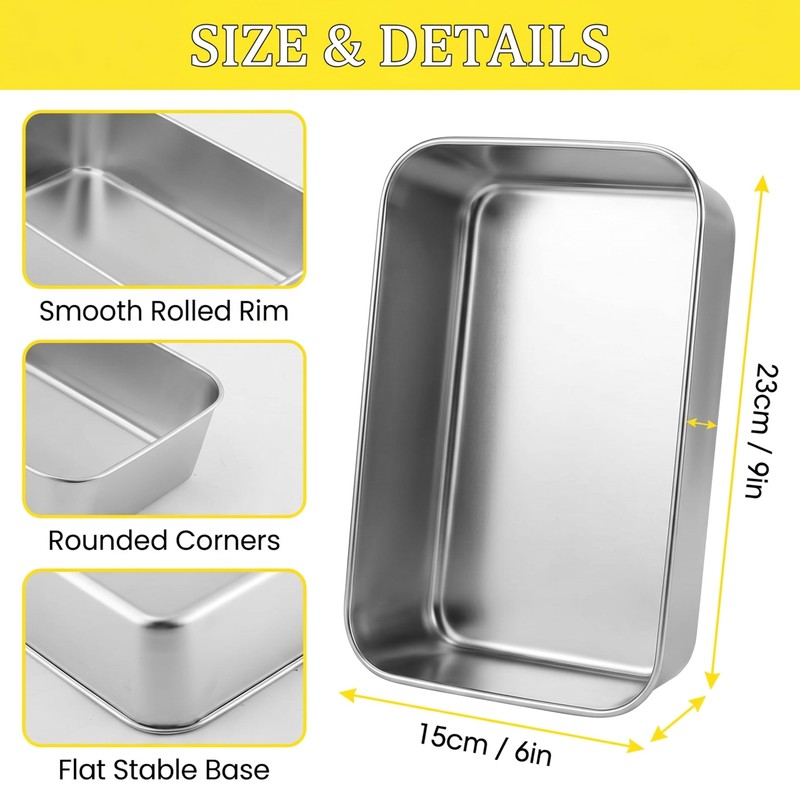Dyrfolm 12 Pcs 9 x 6 Inch Stainless Steel Loaf