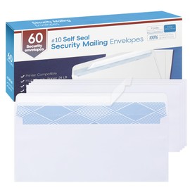 60PCS #10 Envelopes Letter Size Self Seal Business Envelopes No Window Security Mailing Envelopes Size 4-1/8 x 9-1/2 Inch - White 24LB Paper