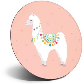 Destination Vinyl ltd Magnet for Refrigerator, Fridge - Cartoon Llama Alpaca Cute Pink for Office, Cabinet and Whiteboard, Magnetic Stickers, 14740