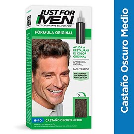Just For Men Tinte Shampoo para Canas, Fórmula Original, Castaño Oscuro Medio H40, Aplicación Rápida hasta 5 Minutos, 3 Pack 66ml, sin Amoniaco