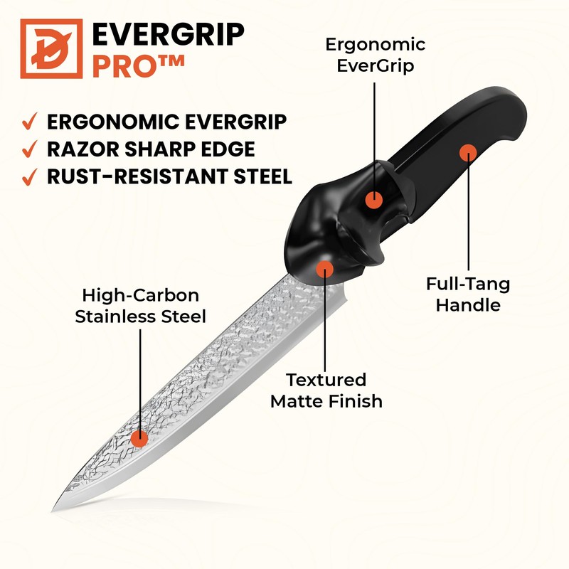 EverGrip Pro Chef Knife 8 Inch, High Carbon Stainless Steel