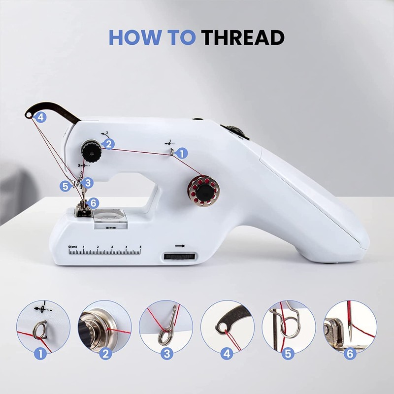 Portable Mini Electric Sewing Machine, Double Threading, Suitable for Curtains