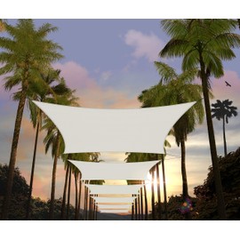 Amgo Custom Size 16' x 23' White Rectangle Square Sun Shade Sail UPF50+ AGTAPR1420, Order to Make Canopy Awning, 95% UV Blockage, Water & Air Permeable, Commercial and Residential (We Customize)