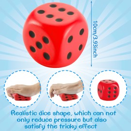 Zomiboo 2 Pcs Large Foam Dice Soft Jumbo Dot Learning 6 Sided Fake Giant Dice Anxiety Relieve Gifts for Stress Relief(Red, Blue,3.93 Inch)