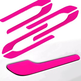 Yeapop 6 Pcs of Door Handle Stickers Compatible with Model 3 and Model Y. Decoration & Protection Accessories for Tesla. (Hot Pink)