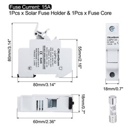 MECCANIXITY Solar Fuse Holder with 1 Fuse Core, DC 1000V 15A Single Pole 10x38mm DIN Rail Mount Fuse Holder Base for Household Circuits, Photovoltaic Station