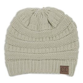 By Summer C.C Warm Soft Cable Knit Skull Cap Slouchy Beanie Winter Hat (Beige)