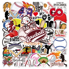 100PCS Baseball Stickers, Waterproof Vinyl Baseball Decales Reusable Stickers for Water Bottle, Helmet, Laptop, Phone, Baseball Gifts, Baseball Party Favors, Sport Stickers Decorations for Teens Boys