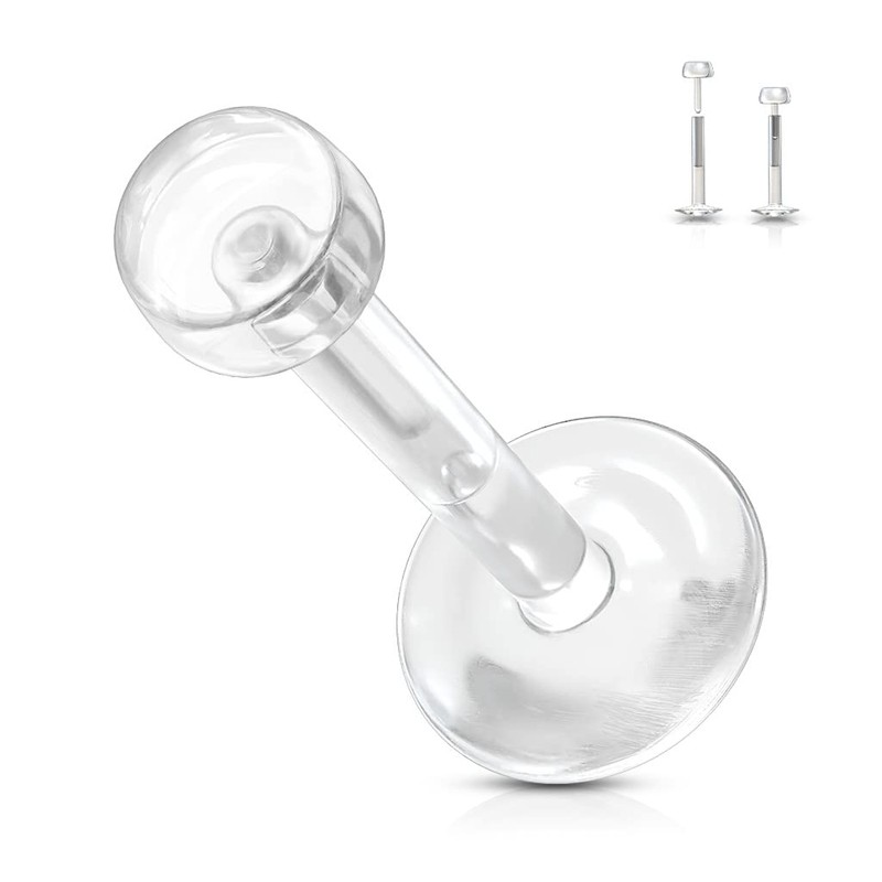 PiercedOff Bio Flex Clear Retainer with Removable Push-In Top -