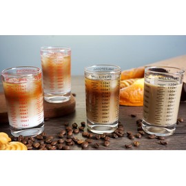 NCnnwovf Measuring Cup 4 Ounce/120ML Shot Glass Liquid Heavy High Espresso Glass Cup (Red)