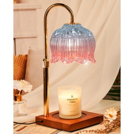 Flower Candle Warmer Lamp with Timer Dimmable，Height Adjustable Birthday Gifts for Women Mom Christmas House Warming Gifts New Home Bedroom Decor, Lotus Candle Warmer Light for Jar Candles Blue Pink