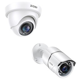 ZOSI 2.0MP 1080P 1920TVL Hybrid 4-in-1 TVI CVI AHD CVBS Security Surveillance CCTV Dome Bullet Camera, Weatherproof 80ft IR Day Night Vision for 960H,720P,1080P,5MP,4K Analog Surveillance DVR (White)