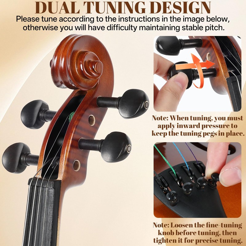Kmise Violin 4/4 Full Set, High Density Ebony Violins, Glossy