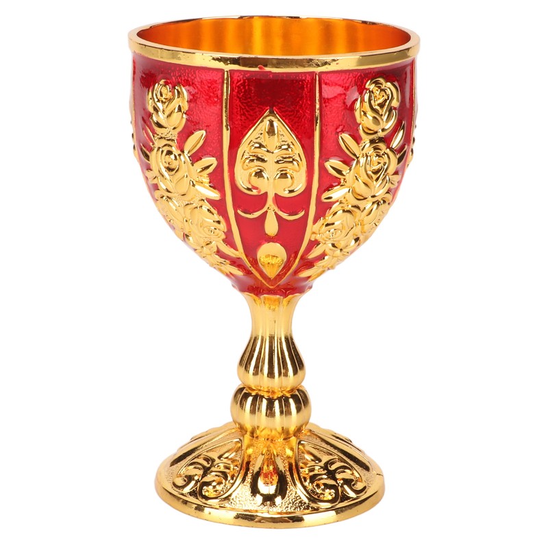 Gold Chalice 4 Inch High Zinc Alloy Retro Embossed Flower