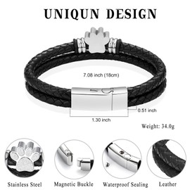 Minicremation Cremation Jewelry Urn Bracelet for Ashes Braided Stainless Steel Ashes Bracelets for Men Women Memorial Keepsake Bangle Bracelet for Human Pet (Silver-18CM)