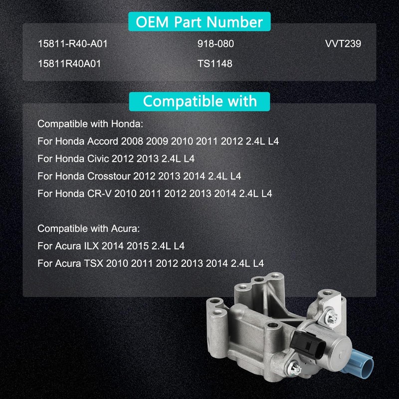 15811-R40-A01 OCV Oil Control Variable Valve (2.4L L4) Timing VVT