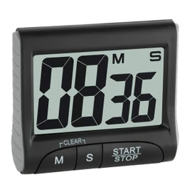 TFA Dostmann Digitaler Timer und Stoppuhr, 38.2021.01, Multifunktionstimer, Countdown-Uhr bis 99min/59s, elektronische Eieruhr, mit Display, Memory-Funktion, große Ziffern, mit Magnet/Ständer, schwarz
