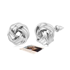 Silver Studs Earrings for Women, Hypoallergenic Silver Earrings Women, Sterling Silver Stud earrings, Sterling Silver Love Knot Earrings Jewellery Birthday Christmas Gifts with Box