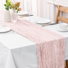 SOIKIMU 2 Pcs Dusty Pink Cheesecloth Table Runner - 120 inch 10FT Boho Rustic Gauze Cheese Cloth Table Runner Decor for Spring Summer Party Wedding Birthday Baby Bridal Shower Home