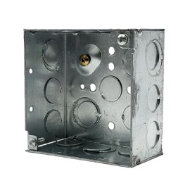 HELECTRIC Home 4" Square Welded Steel Electrical Box, 4"x4"x2-1/8", Green Grounding Screw Included (6 Pack)