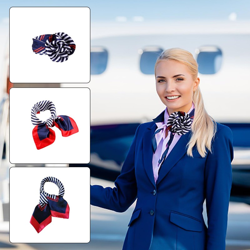 KRYMSON 2-Piece Nautical Scarf, Red/Blue/White Square Scarf, Nautical Sailor Costume