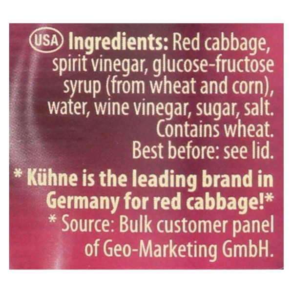 Kuhne Pickled Red Cabbage, 24 Ounce - 12 per case.