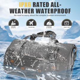 LIBZAKI Large Waterproof Rolltop Duffel Bag-Heavy Duty Motorcycle Dry Bag for Traveling, Camping, Gym,Beach,Kayaking,Quick Release Buckles 70L Black