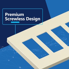 LIDER Matte Finish Decorator Switch Cover, Screwless Wall Plate, Mid-Size 4-Gang 4.88" x 8.58", Unbreakable Polycarbonate Thermoplastic, UL Listed, LSWP-34M-LA, Light Almond