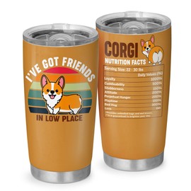 TSIMPLE Corgi Tumbler for Corgi Lovers Women, Men and Kids - 20oz Insulated Tumbler with Lid and Straw - Pet Lovers Gift, Cute Dog Cup - Mother’s Day Dog Moms, Christmas, Birthday Gift, Present