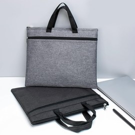 Cosysparks A4 File Bag with Handle, Lightweight Zipper Pouch with 2 Pockets Waterproof Oxford A4 Folder Bag Meeting Office File Bag School Stationary File Organizer for Men and Women (Black)