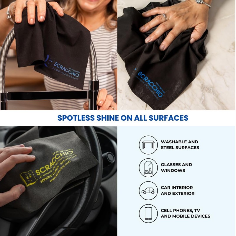 Scracchio Microfiber Cloth Car, Glass and Home Cleaning, Magic Cleaning