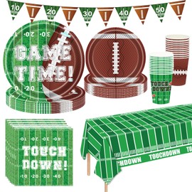 Football Party Decorations 98Pcs Super Bowl Party Decoration Football Birthday Party Suppiles Set Include Plates and Tablecloth Sport Theme Party Favors Kit