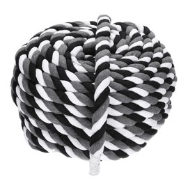 PATIKIL 1 Inch x 100 Feet Natural Twisted Cotton Rope, 3 Strand, Black Gray White