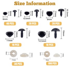 SUPERFINDINGS Pack of 130 5 Sizes Plastic Safety Noses with Washer Triangle Animal Doll Nose Black and Pink Craft Amigurumi Nose Sets for Bears Plush Crochet Projects DIY Animal Making