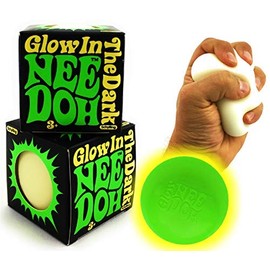 Schylling Glow in The Dark NeeDoh (Groovy Glowing Glob) Squishy, Squeezy, Stretchy Stress Balls Gift Set Bundle - 2 Pack
