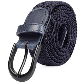 Univo Colors Mesh Belt, One Size Fits Most, Knitted Belt, Men's, Women's, Black Buckle, Good Elasticity, Unisex, Casual, Business, 9 Colors, navy, S