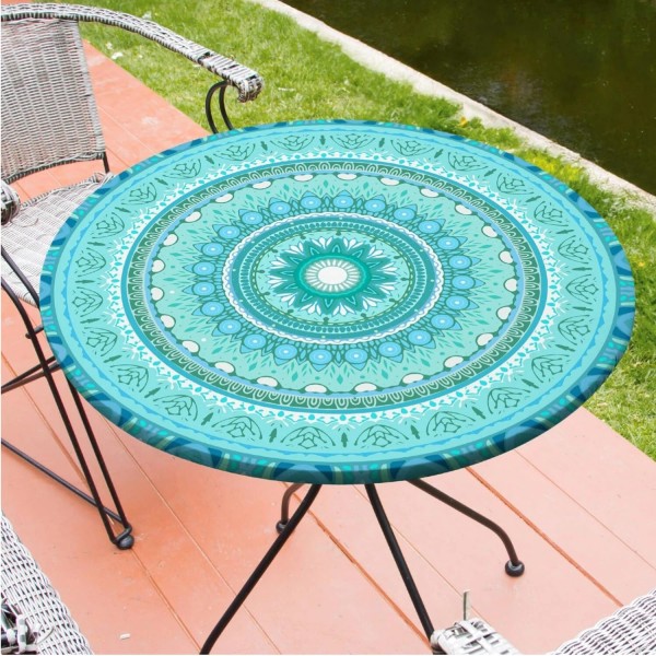 Unbranded Round Tablecloth Fitted Elastic Table Cover Waterproof Table Cloth