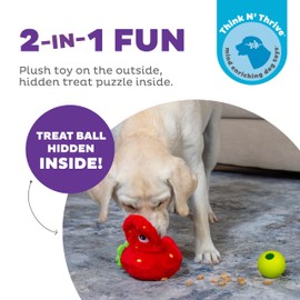 Outward Hound by Nina Ottosson Fruity Findz Interactive Plush Dog Puzzle with Treat Ball Dog Enrichment Toys, Plush, Red